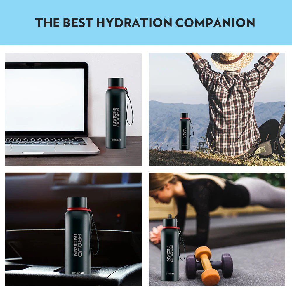 Borosil Trek Pride Proud Indian Black, 700ml