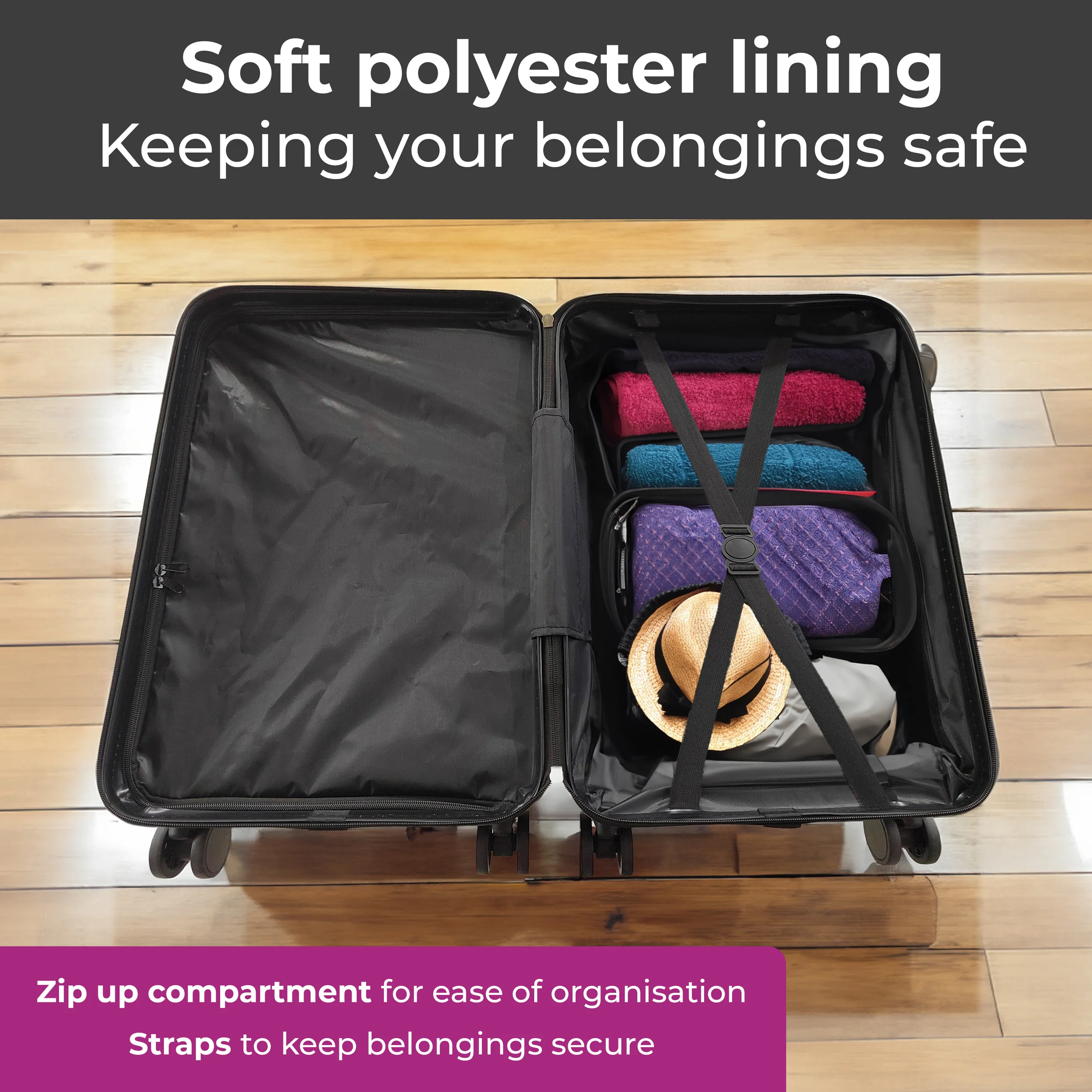 Neo Black 3 Piece Hard Shell Luggage Suitcase Set