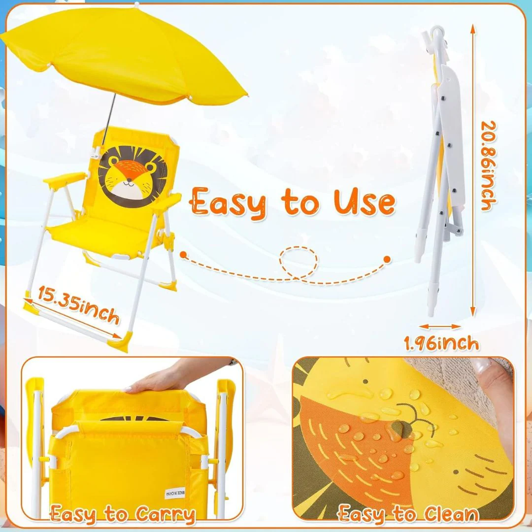 SILLA PLAYERA CON SOMBRILLA PARA NIÑOS ESTAMPADO DE LEÓN 093-557 MUNBE