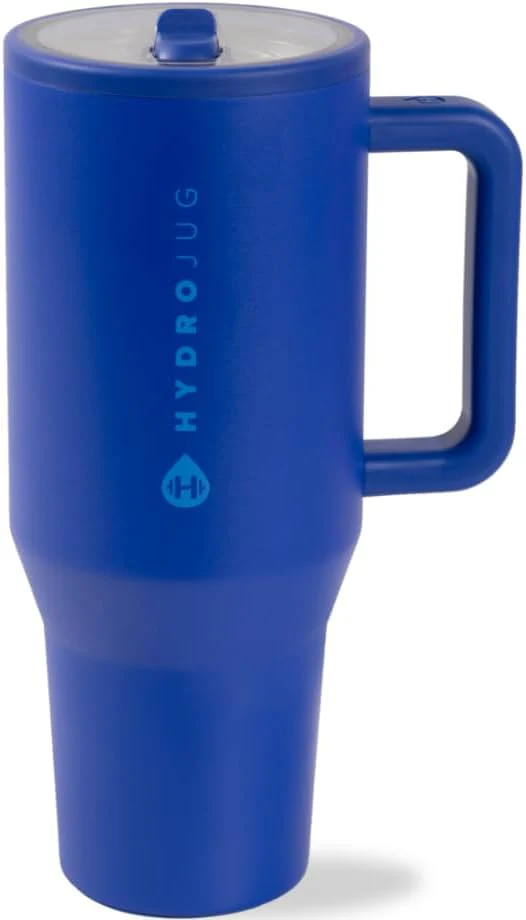 40 oz Water Bottle with Handle & Flip Straw - Fits in Cup Holder, Leak Resistant Tumbler-Reusable Insulated Stainless Steel & Rubber Base