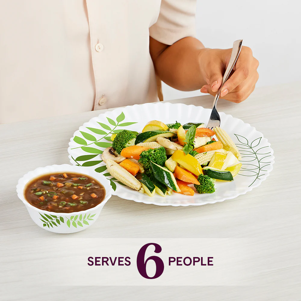 Larah by Borosil, Lush Dinner Set, 34 pc