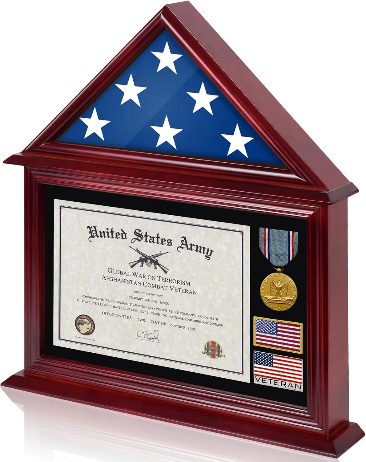 Solid Wood Flag Display Case with HD Glass – Fits 3x5