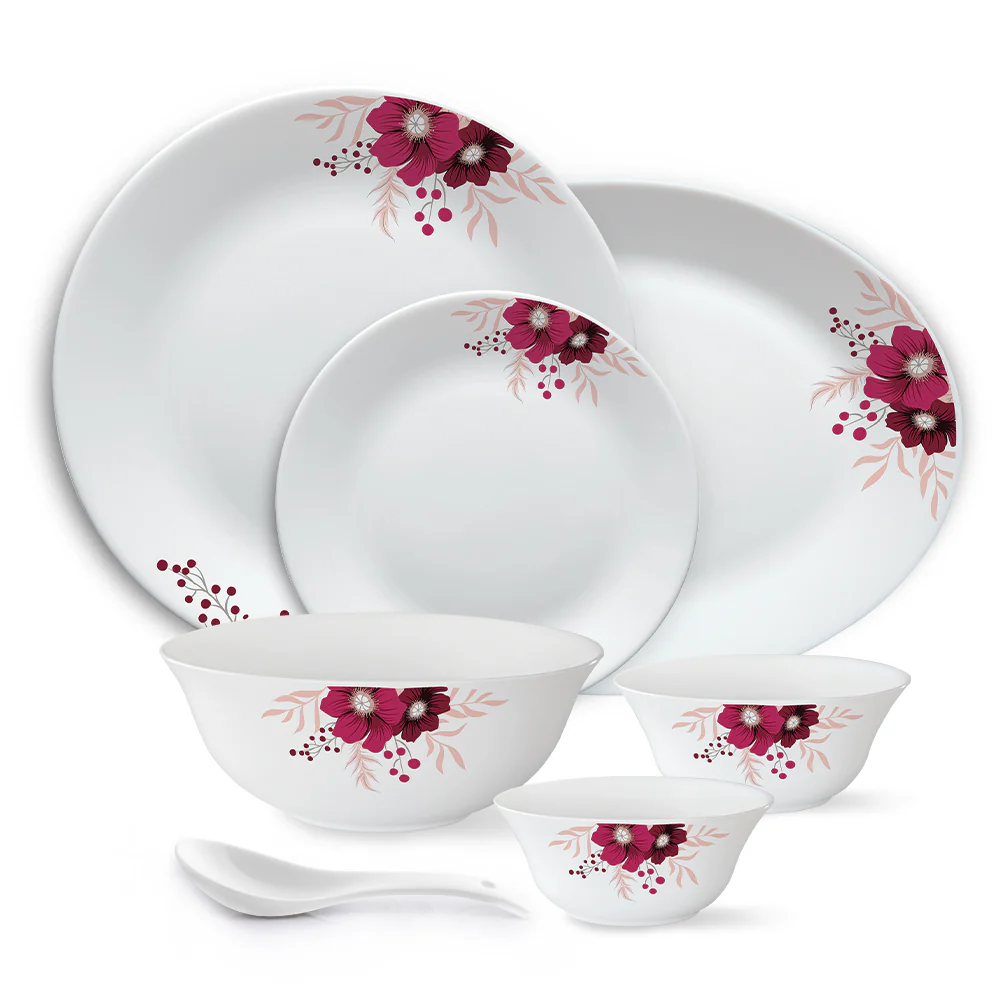 Larah by Borosil Paradise Dinner Set, 44 pc