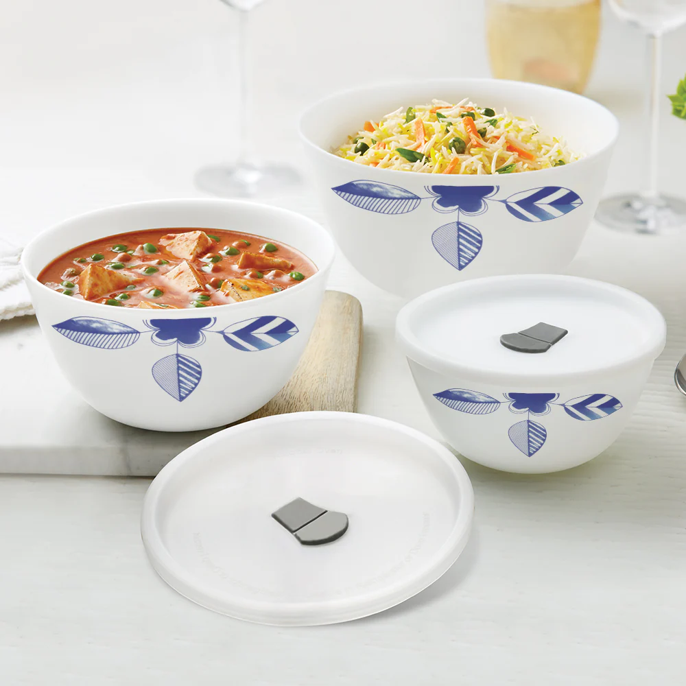 Larah by Borosil Morning Glory 4 pc Mixing Bowl, 500 ml + 1 L + 1.5 L