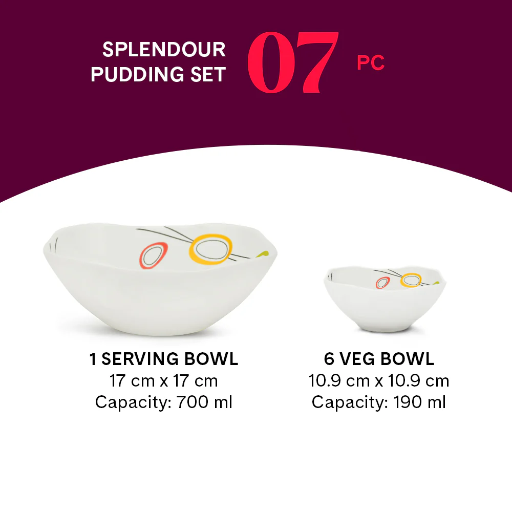 Larah by Borosil Splendour Pudding Set, 7 pc (Square)