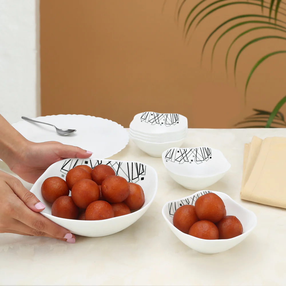 Larah by Borosil Carnival Pudding Set, 7 pc (Square)