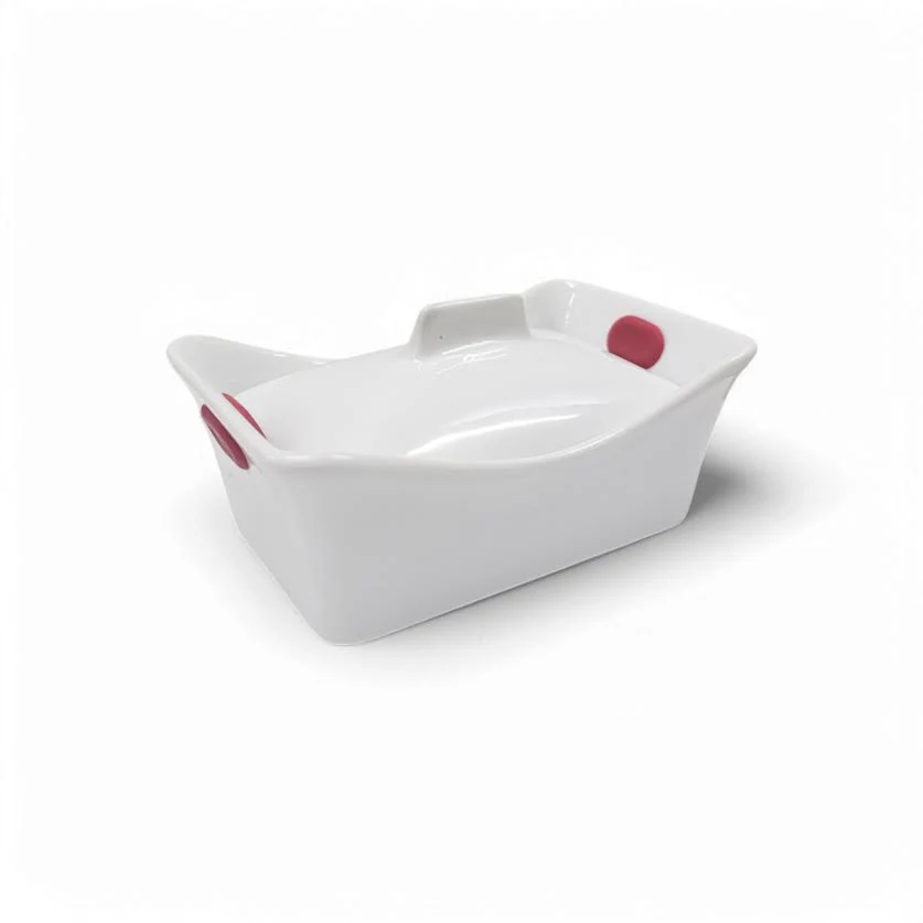 Aqua Mini Rectangular Baking Dish with Lid & Handle White