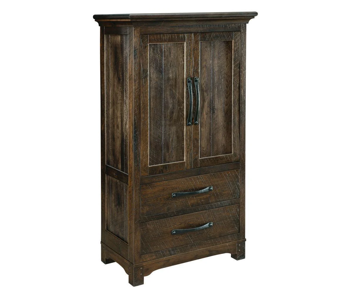 Amish Farmhouse Two Drawer Two Door Armoire