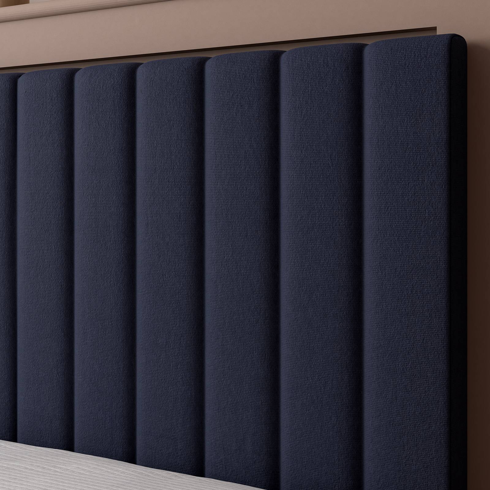 Maisie Upholstered Velvet LED TV Bed - Navy Blue (2 Sizes)