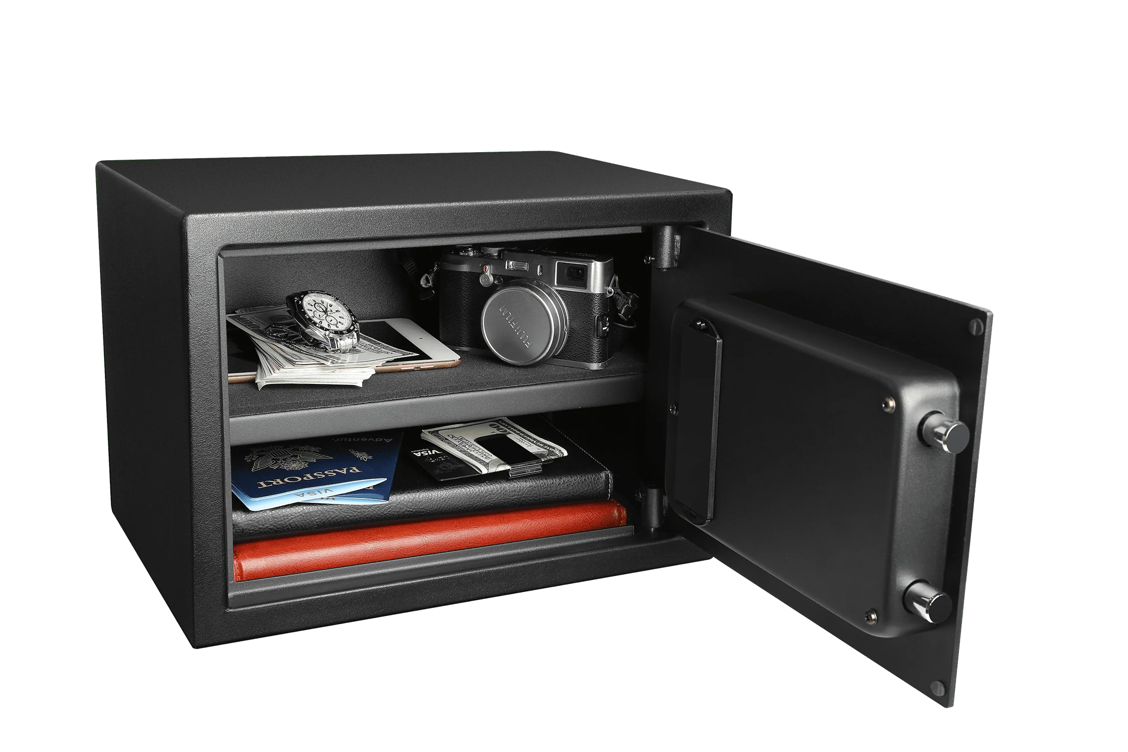 Safe with Electronic Lock, Backup Key, 1 Shelf, Black