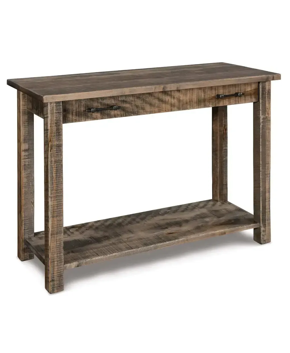 Amish Houston Open Sofa Table with Drawer and Shelf