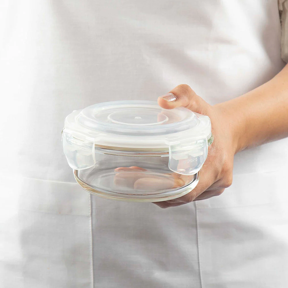 Steller Glass Lunch Box, Round x 3 (Tall), Set of 3, 400ml