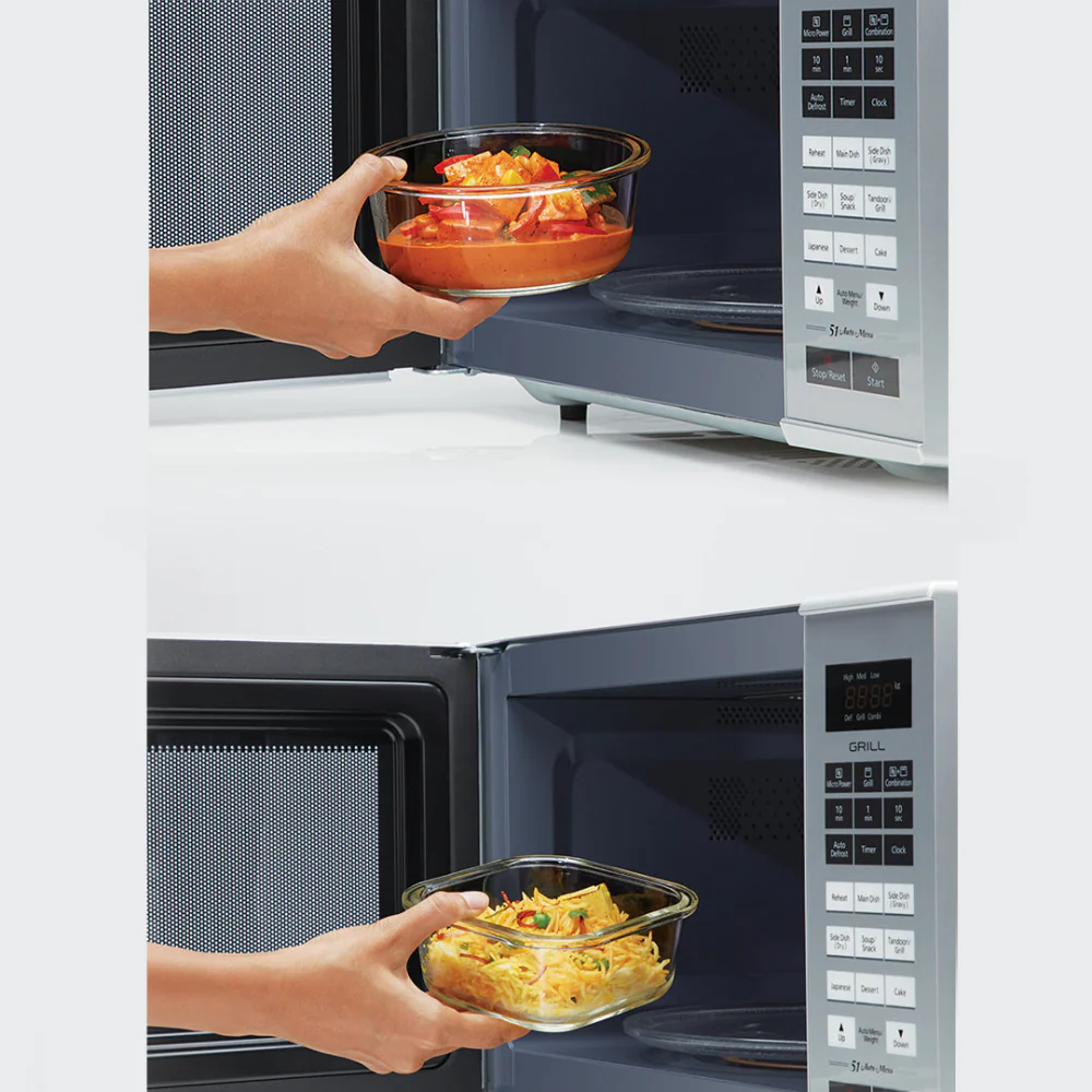 Borosil Prime Universal Glass Lunchbox, 320ml x 2 (+) 240ml x 2