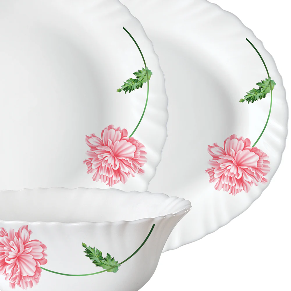 Larah by Borosil Red Mist Dinner Set, 27 pc