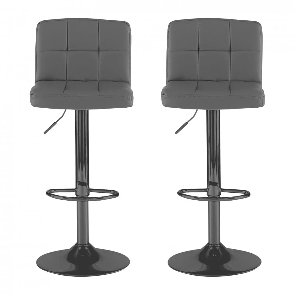 Dark Grey Faux Leather Bar Stool