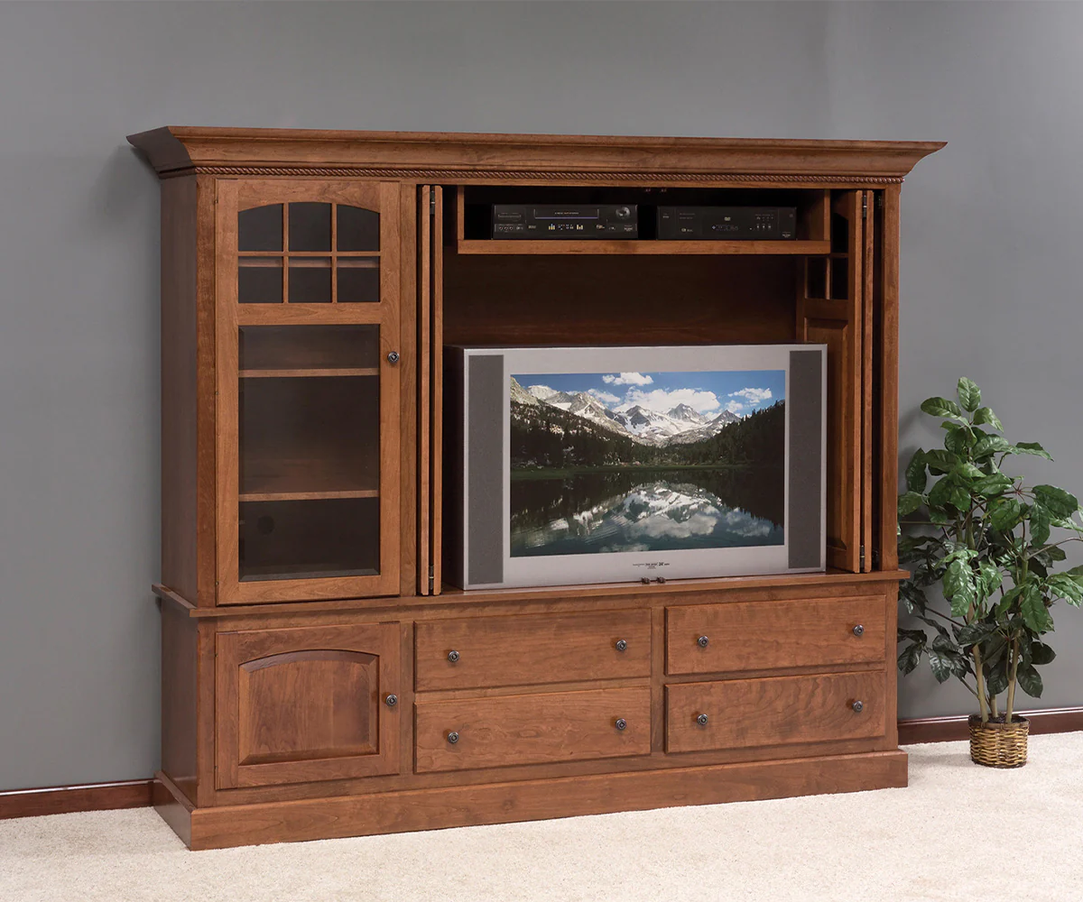Amish Deluxe TV Cabinet With One Stereo Side
