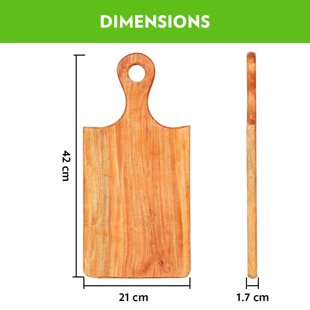 Borosil Dice Neem Wood Chopping Board, 42 cm x 21 cm