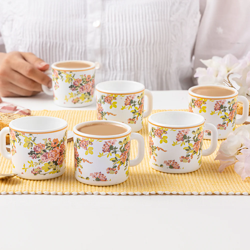 Larah By Borosil Amora Mug Set, 100ml x 6