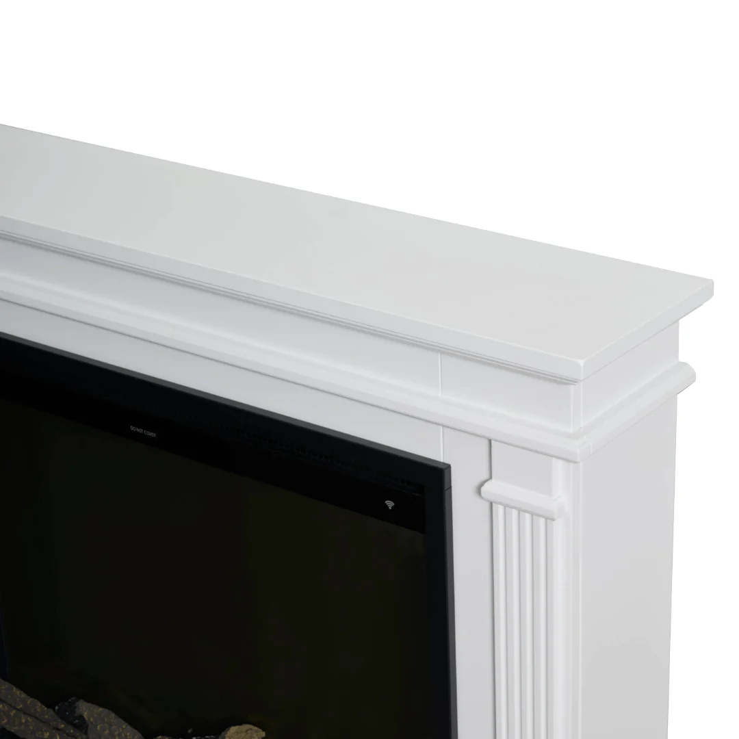 Fireplug Pro 33 Inch Smart Electric Fireplace with White Encase Surround Mantel