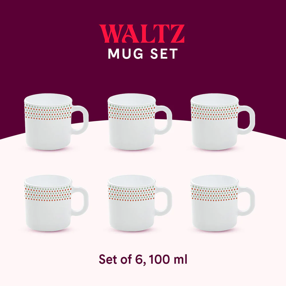 Larah by Borosil Waltz Mug Set, 240ml x 2