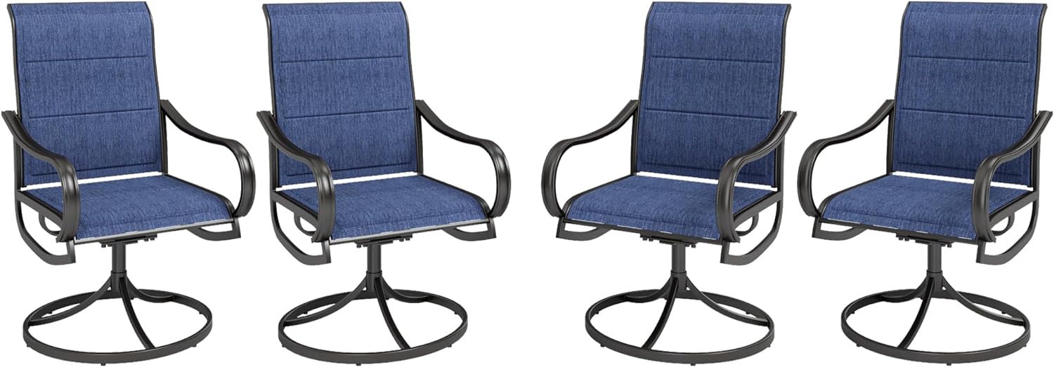 Patio Sling Dining Swivel Chairs with Steel Metal Frame