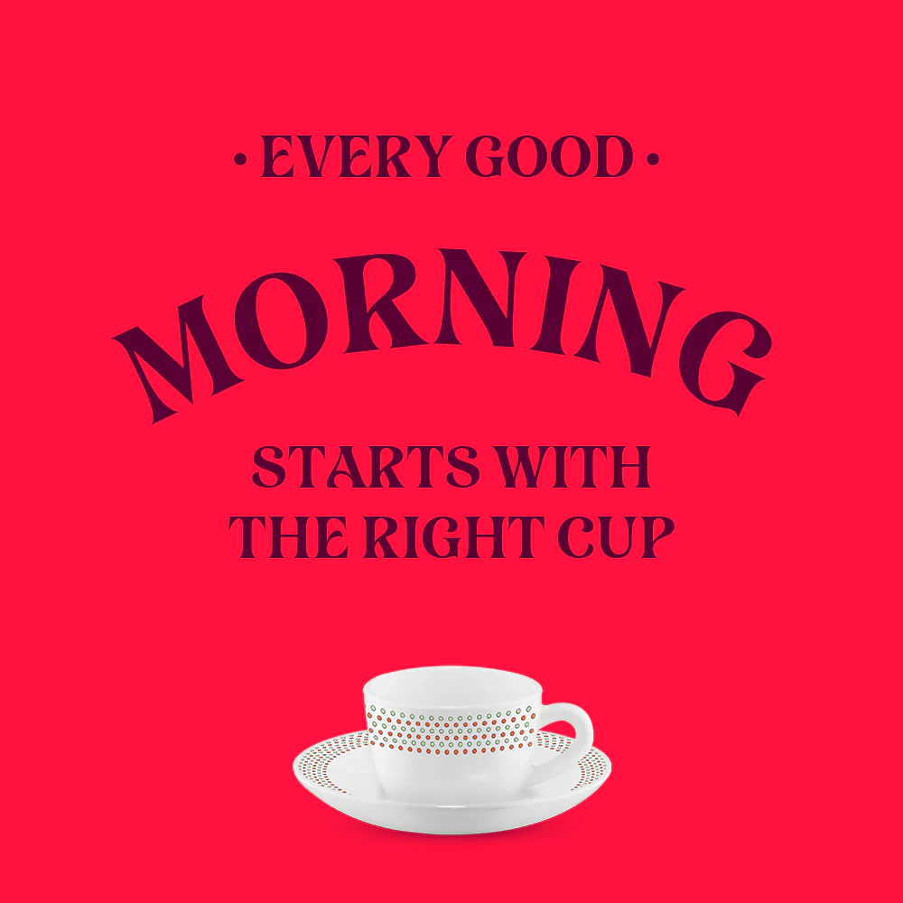 Larah by Borosil Waltz Cup n Saucer Set, 140ml x 12