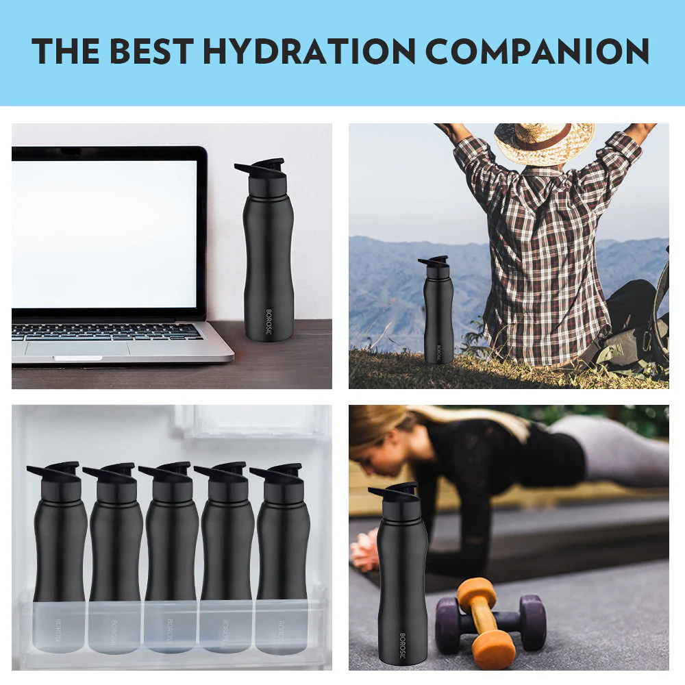 Borosil Grip n Sip Black, 750ml