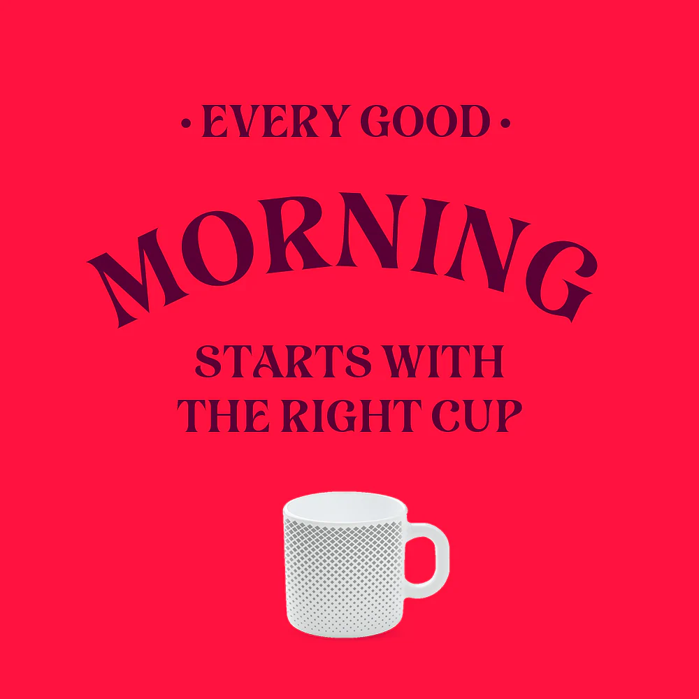 Larah by Borosil Grey Pixel Mug Set, 180ml x 6