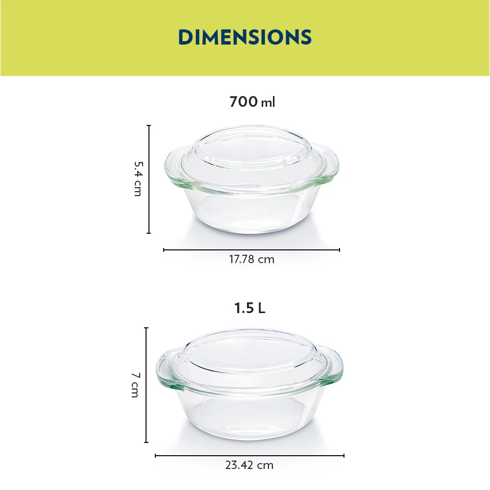 Borosil Round Casserole, Set of 2