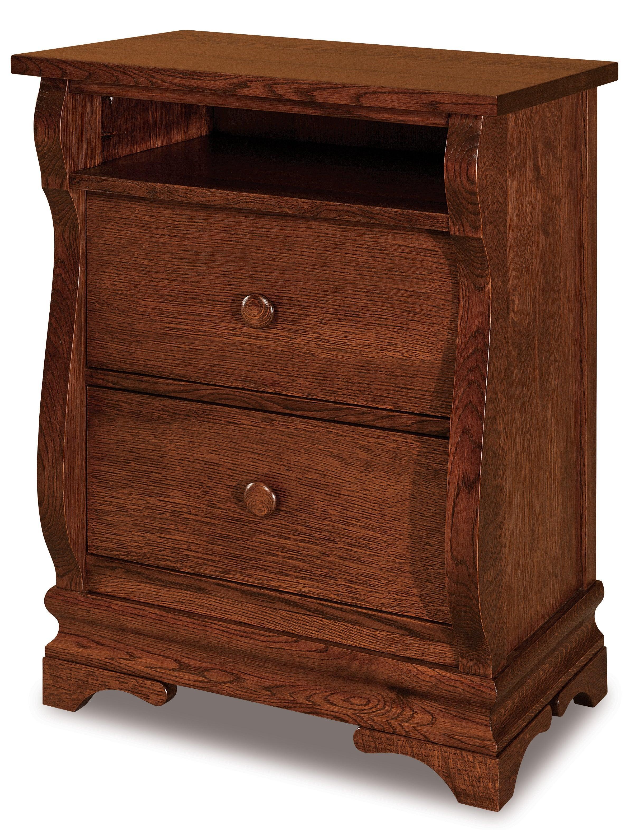Amish Chippewa Sleigh Two Drawer Nightstand