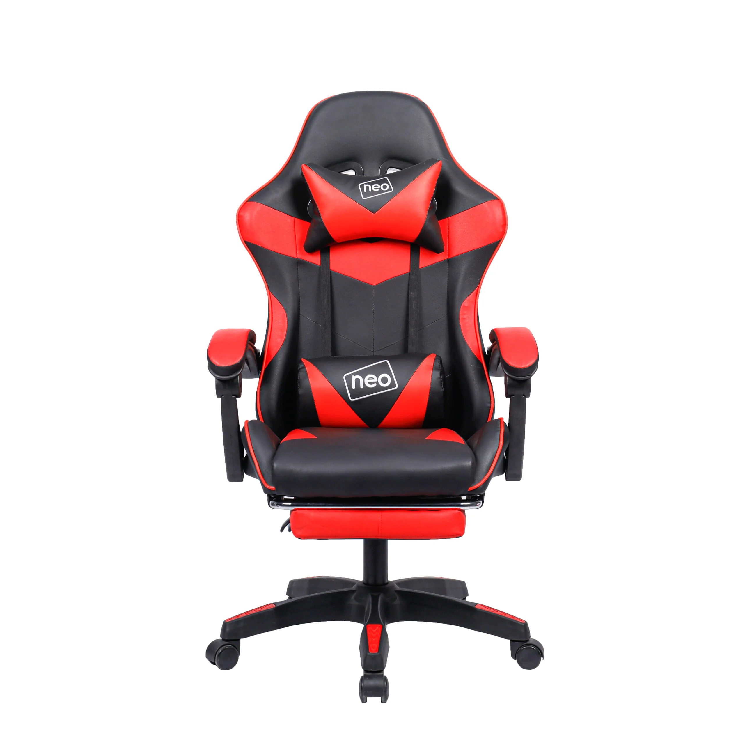 Neo Gaming Chair Red & Black PU Leather With Footrest