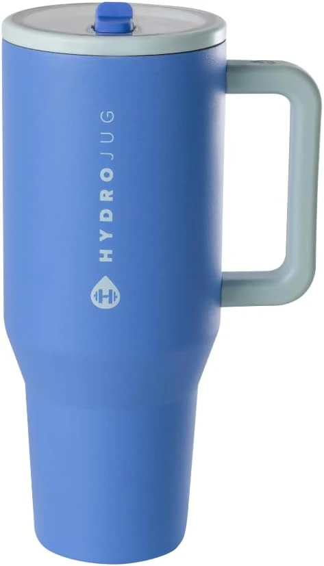 40 oz Water Bottle with Handle & Flip Straw - Fits in Cup Holder, Leak Resistant Tumbler-Reusable Insulated Stainless Steel & Rubber Base