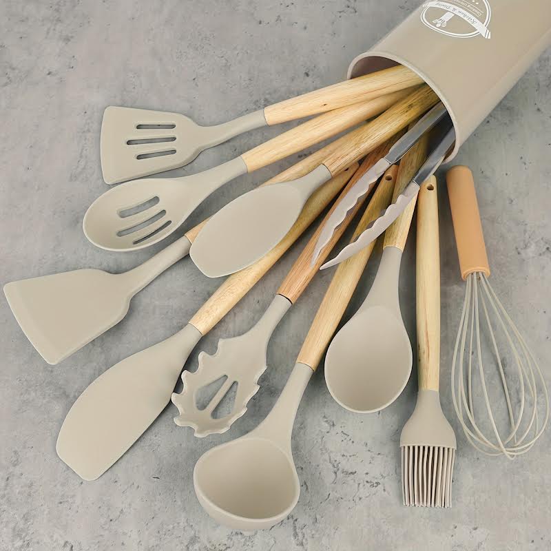 12 Piece Kitchen Utensil Set Khaki