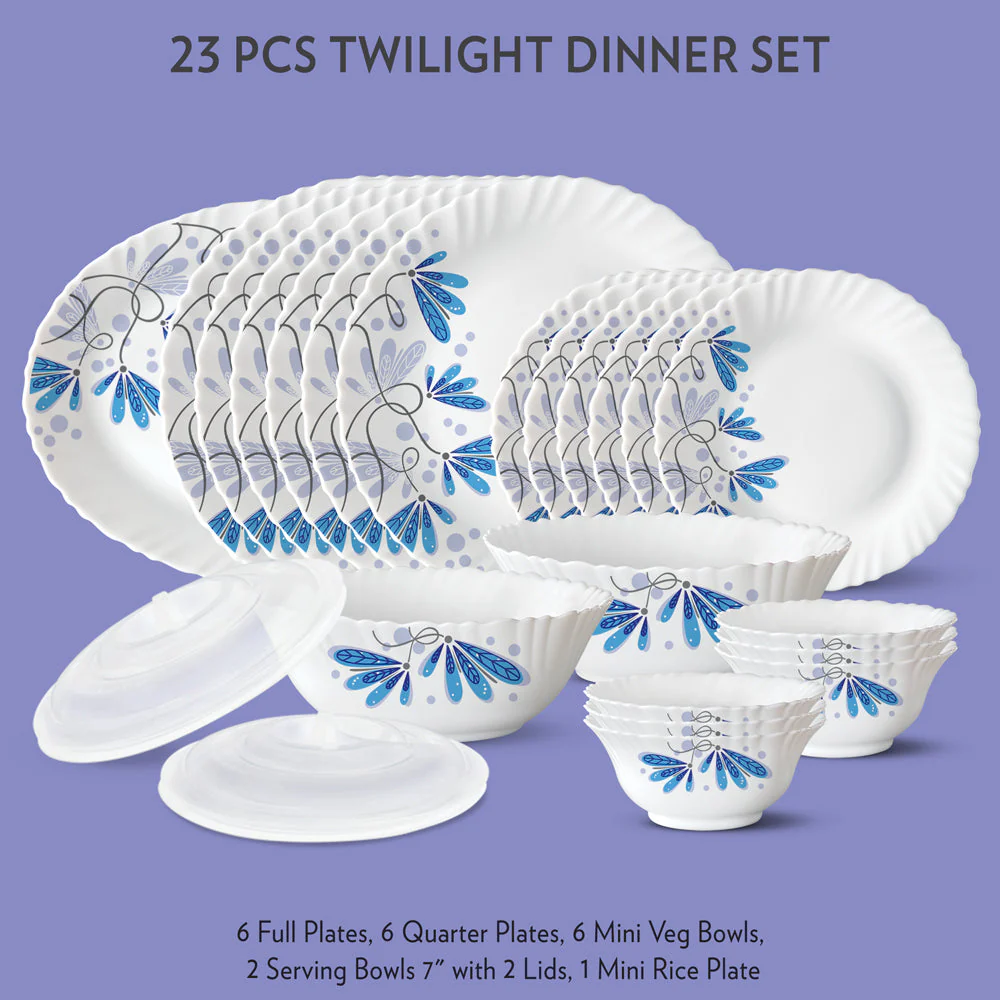 Larah by Borosil Twilight Dinner Set, 33 pc