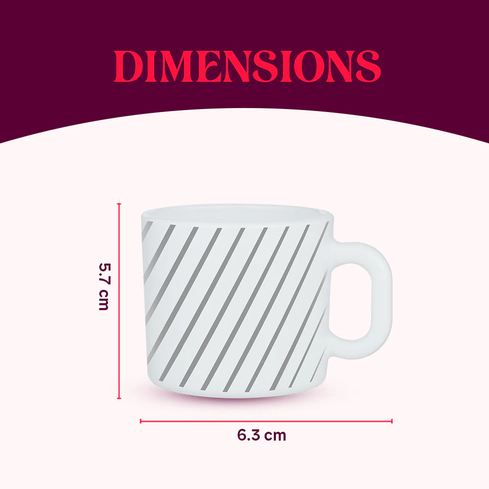 Larah by Borosil Silver Ray Mug Set, 6 x 100ml