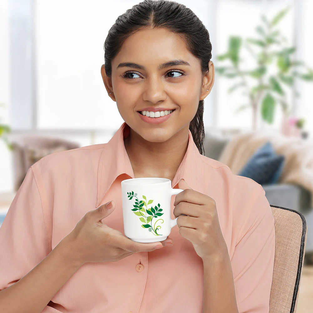 Larah by Borosil Fern Mug Set, 180ml x 6