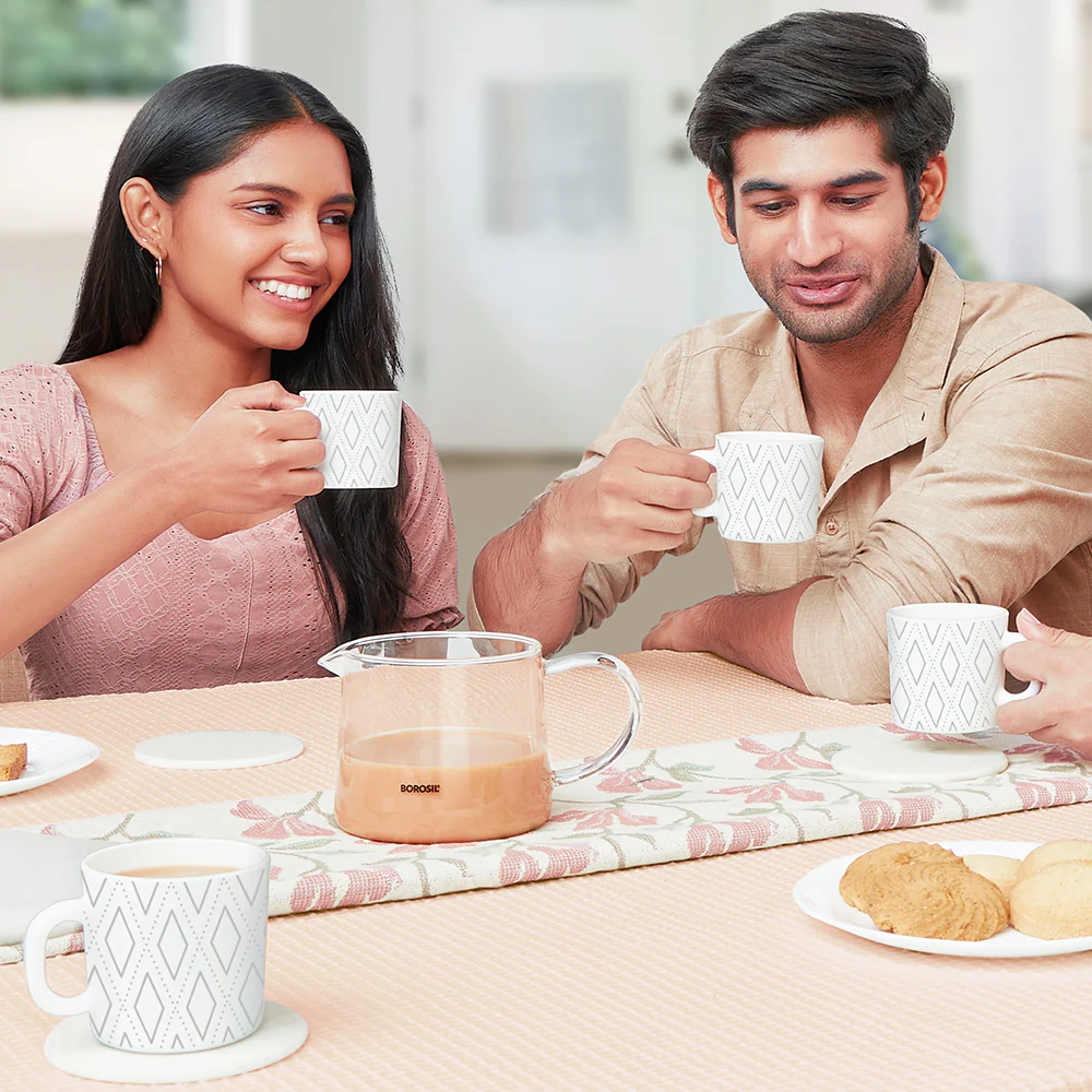 Larah by Borosil Angel Grey Mug Set, 180ml x 6