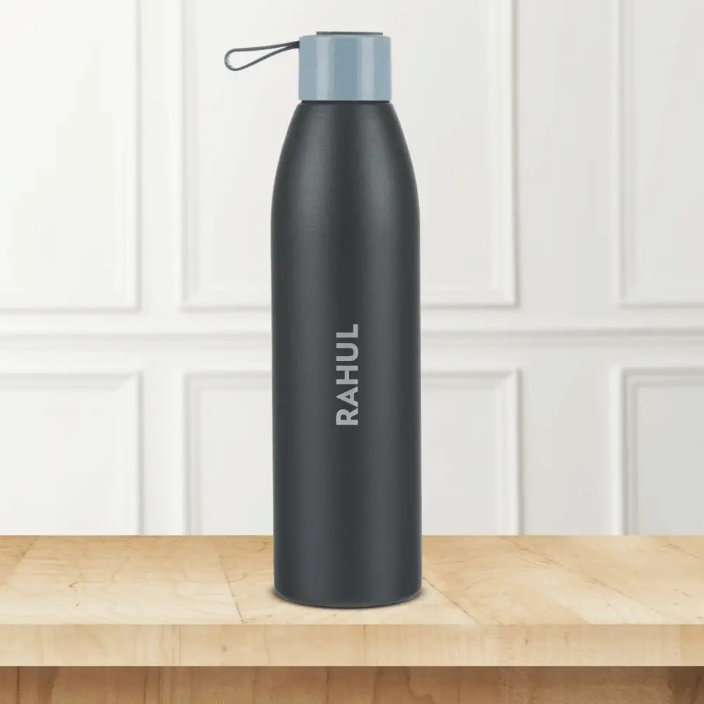 Duomate Vacuum Insulated Stainless Steel Bottle, Black, Personalise