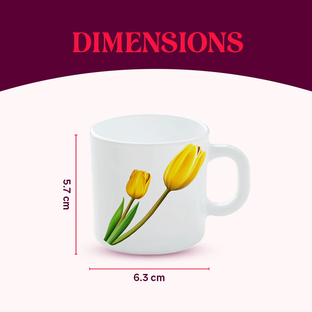 Larah by Borosil Lyana Mug Set, 100ml x 6