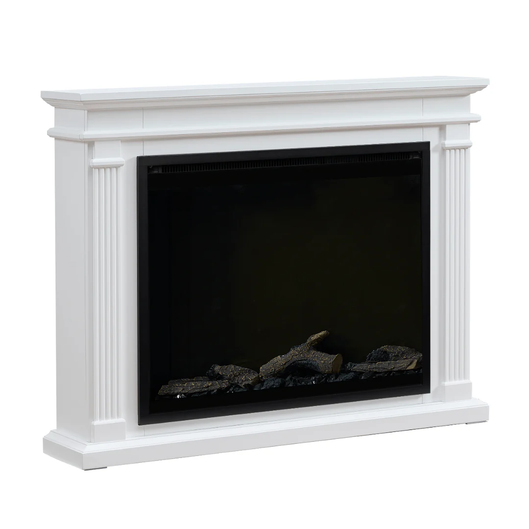 Fireplug Pro 33 Inch Smart Electric Fireplace with White Encase Surround Mantel
