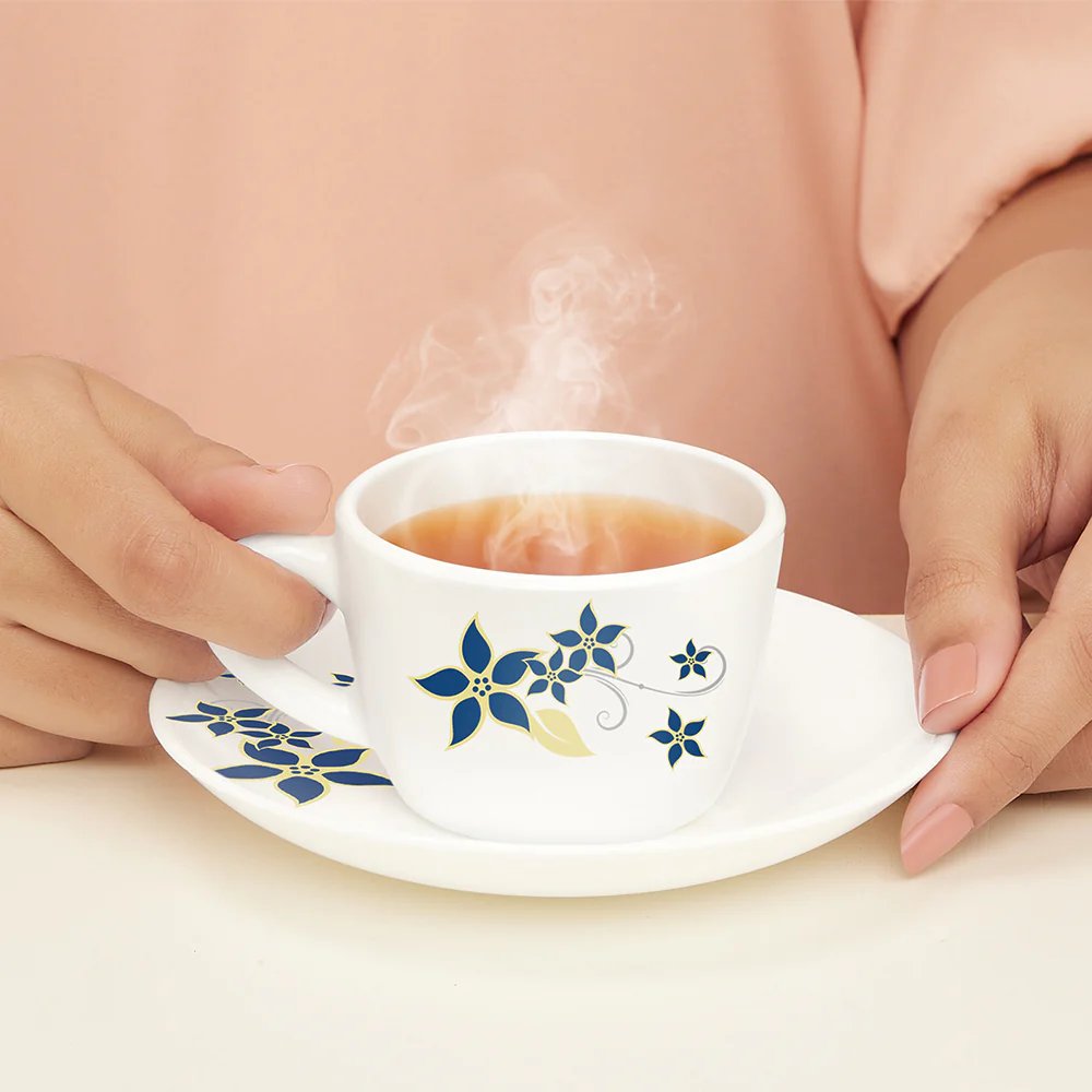 Larah by Borosil Viva Cup n Saucer Set, 140ml x 12