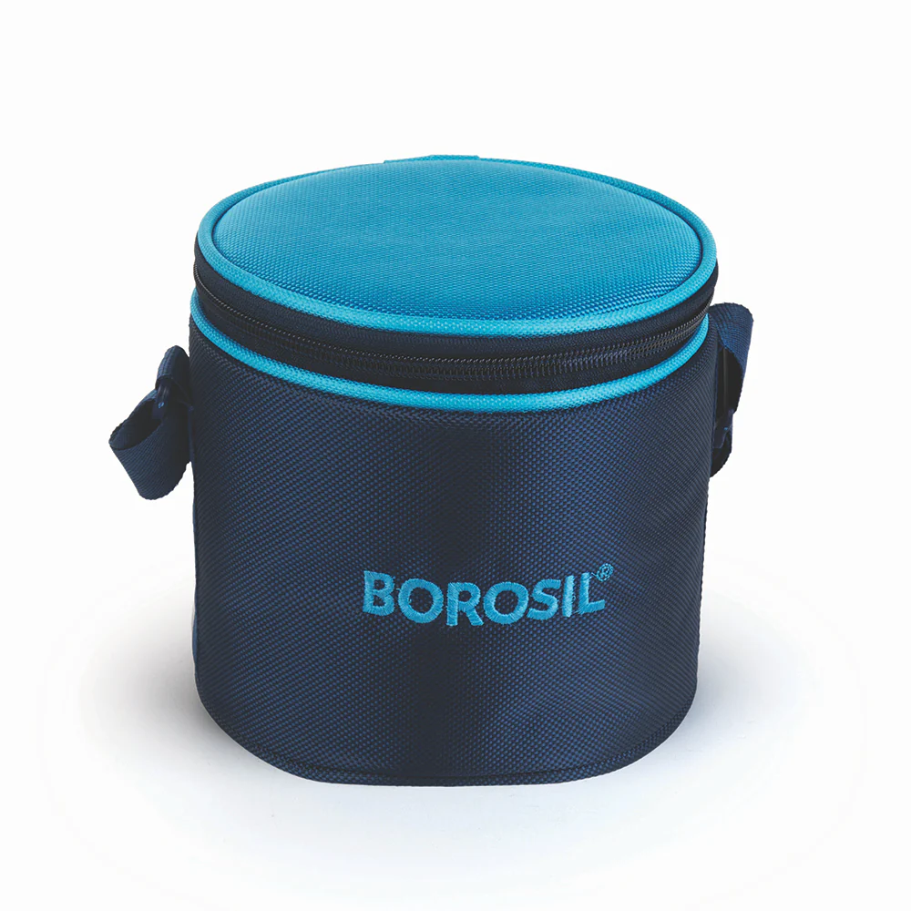 Borosil Alfa Blue Tall Lunch Bag, Round, For Set of 2, (400ml) (Only Bag)