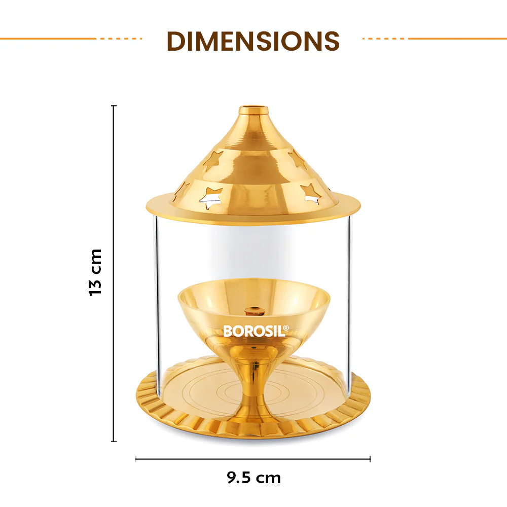 Borosil Akhand Diya, Brass, Medium