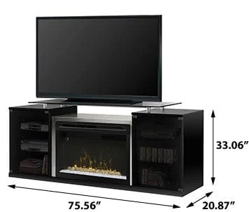 Marana Electric Fireplace Entertainment Center in Black w/ Acrylic Ice