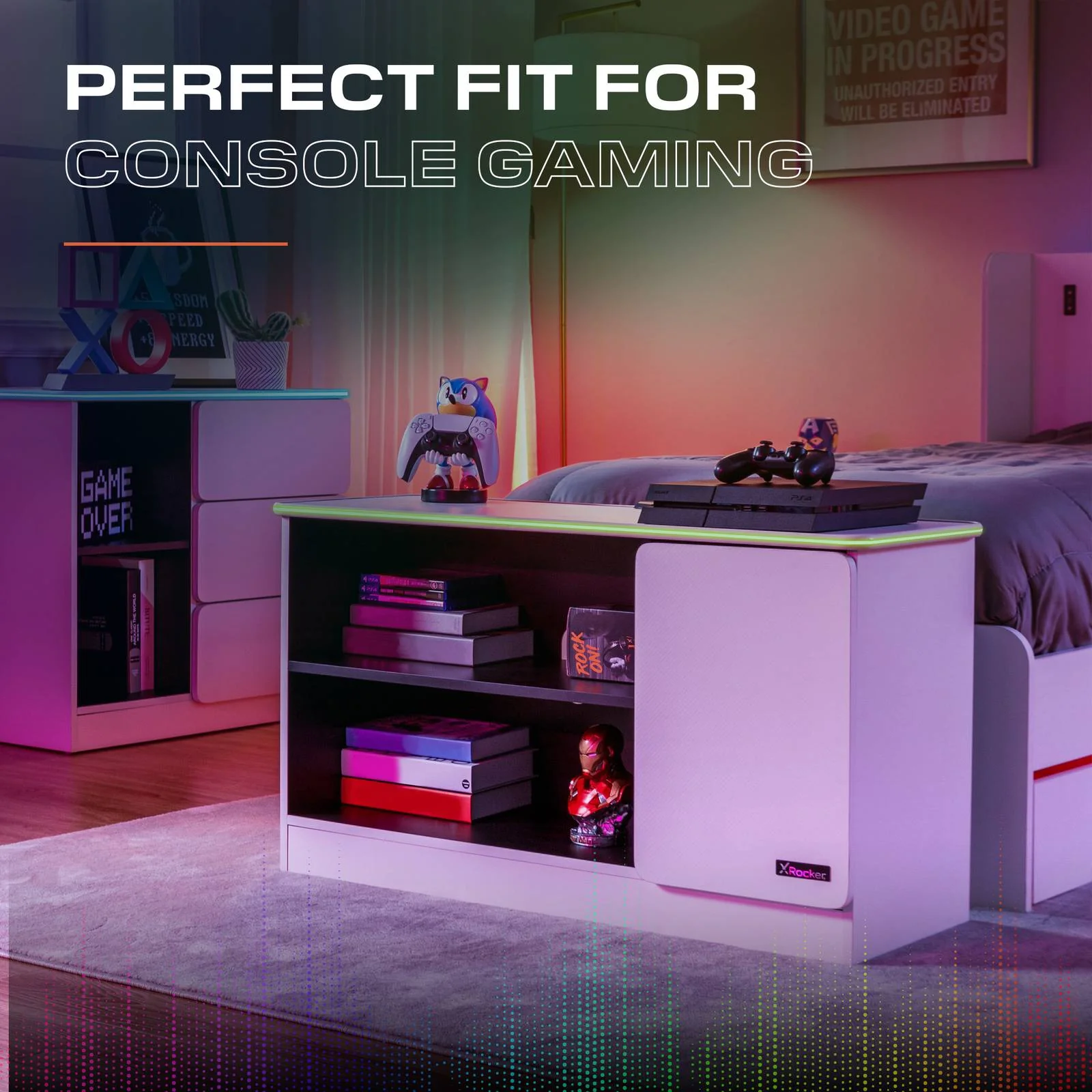 Carbon-Tek LED TV Media Unit - White RGB