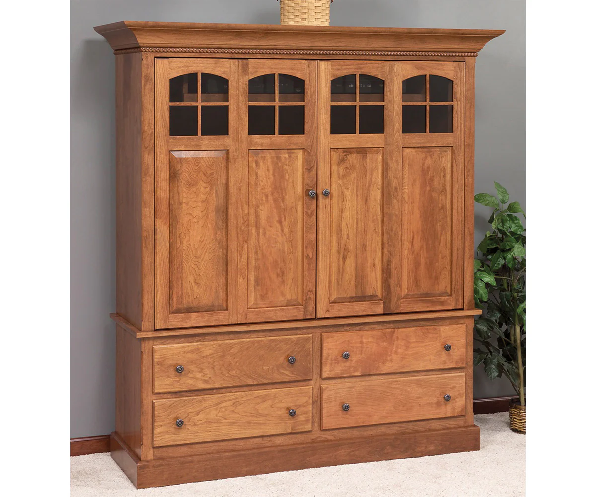 Amish Deluxe TV Cabinet With Four Drawers