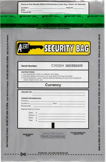 Alert 912AV-250 Bank Deposit Bag Clear 9