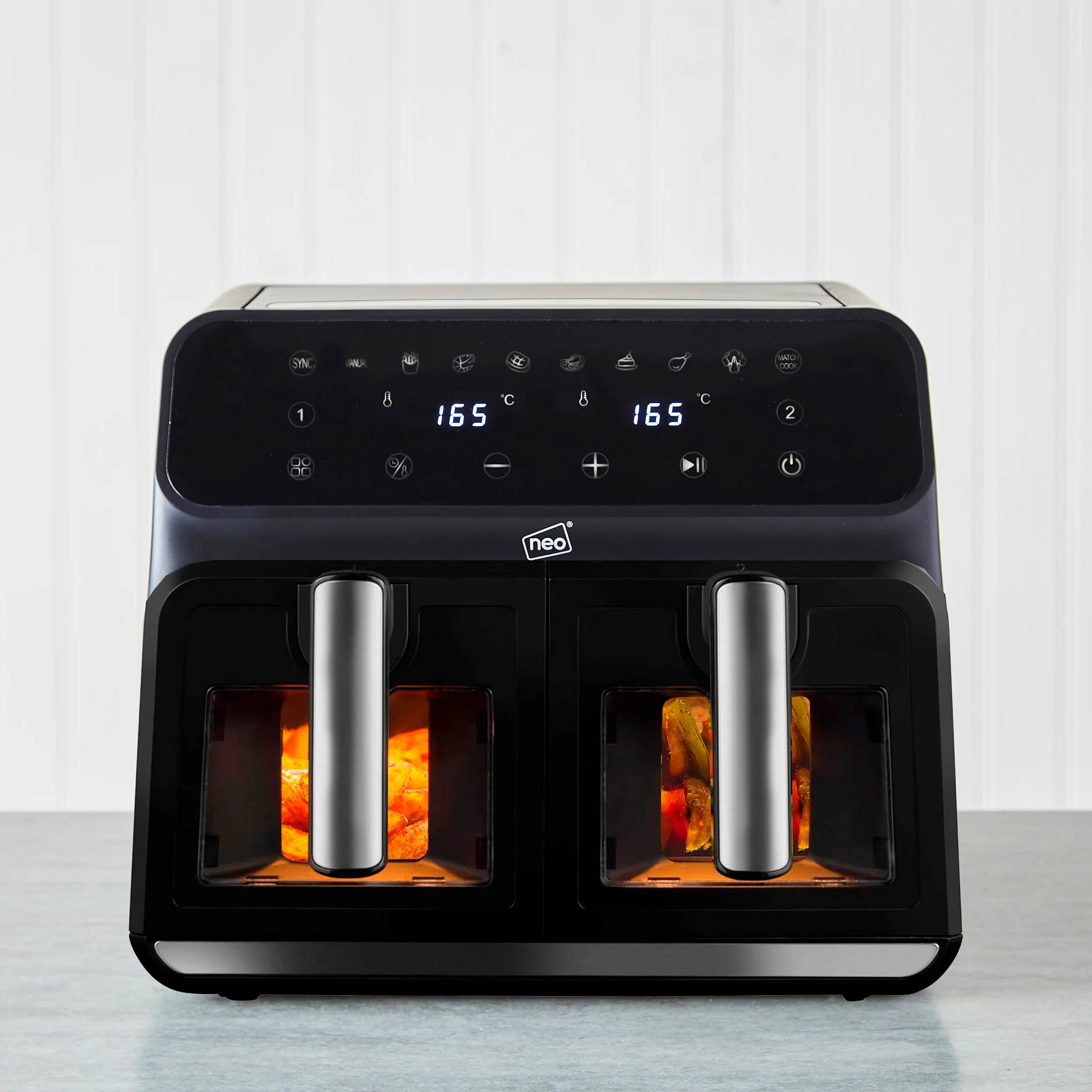 Neo Electric Digital Air Fryer Black 8.5L with Dual Drawer & Glass Viewing Window