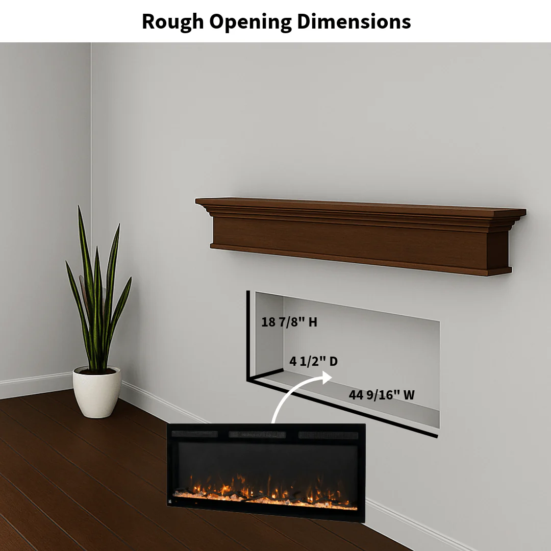 Sideline Fury 46 Inch Slim-Depth Recessed Smart Electric Fireplace 80053