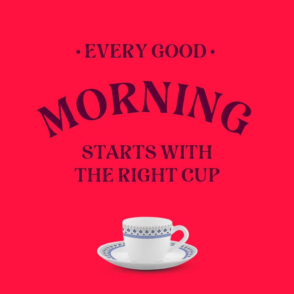 Larah by Borosil Ocean Cup n Saucers Set, 90ml x 12